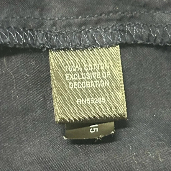 Express Design Studio Cotton Lightweight Sheer Navy Split Neck Button Down Top - Picture 5 of 6